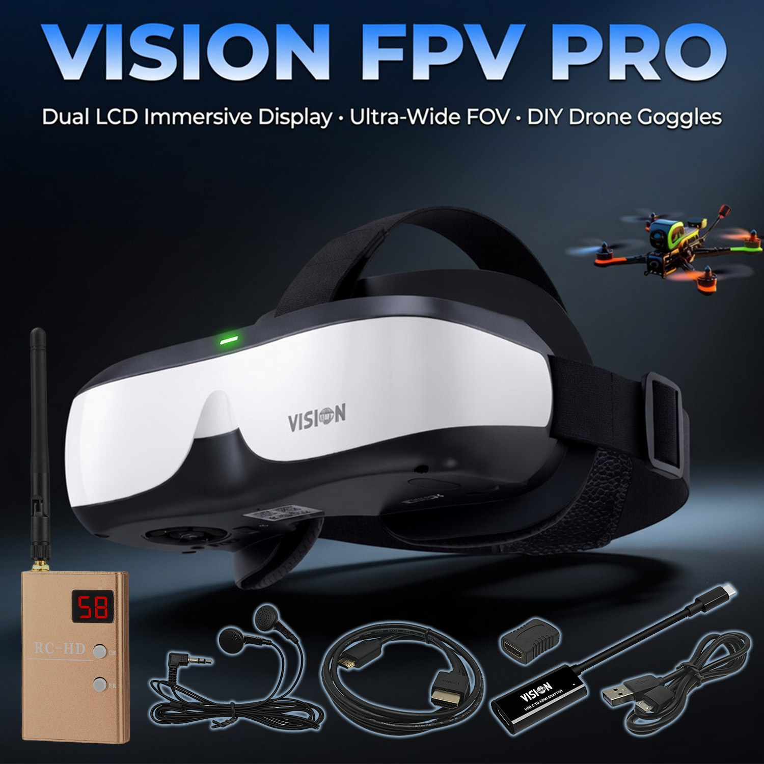 Skyzone Sky04O Pro Fpv Goggles - FPV Goggles, Head-Mounted Display, Analog Video
