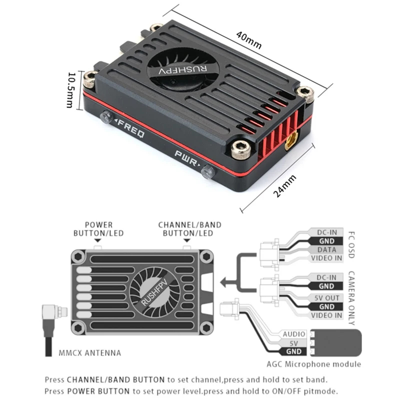 RUSH MAX SOLO 5.8GHz 2.5W VTX  - đánh giá và giá Rushfpv Rush Max Solo 5.8G 2.5W Vtx